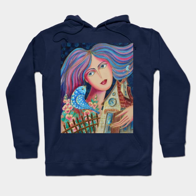 Song About Home Watercolor Illustration Hoodie by SvitlanaProuty